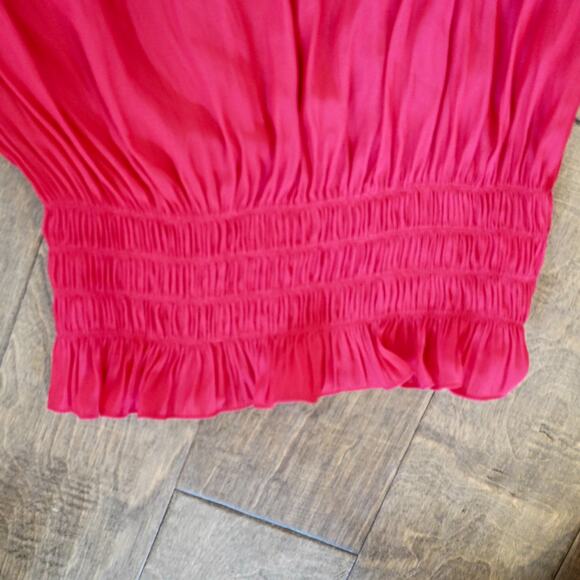 NWT Ramy Brook Womens Size L Top Janey One Shouler Ruffle Hem Bright Red - Picture 8 of 11